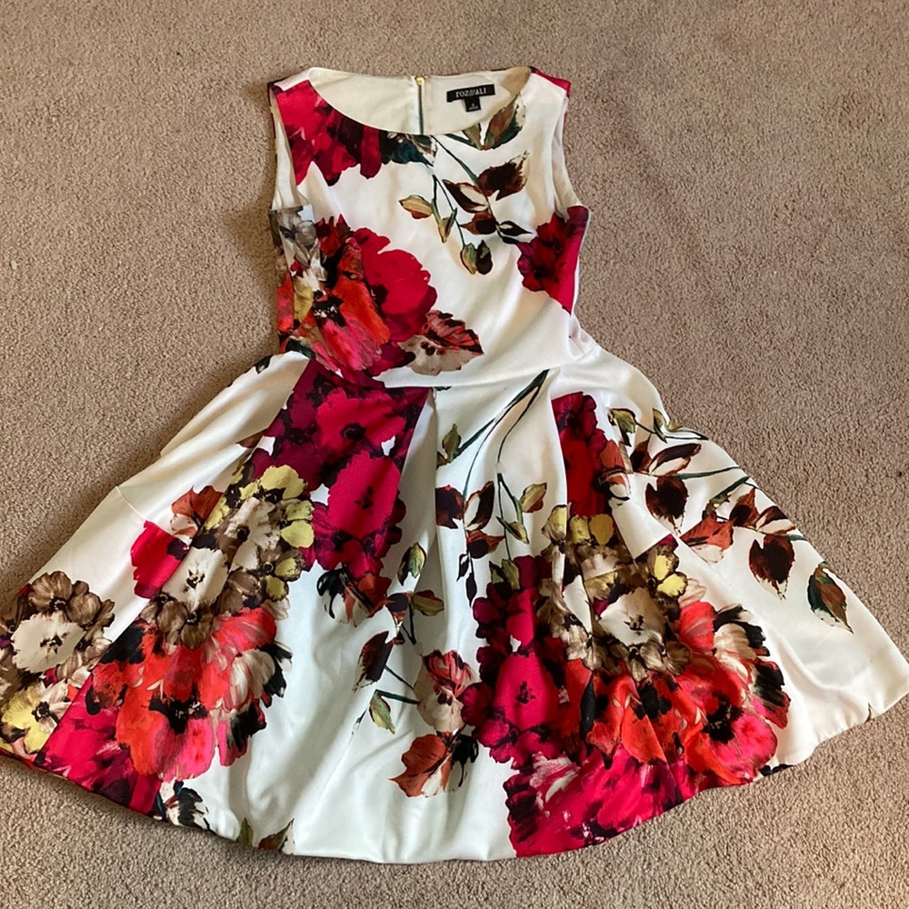 White and red floral dress